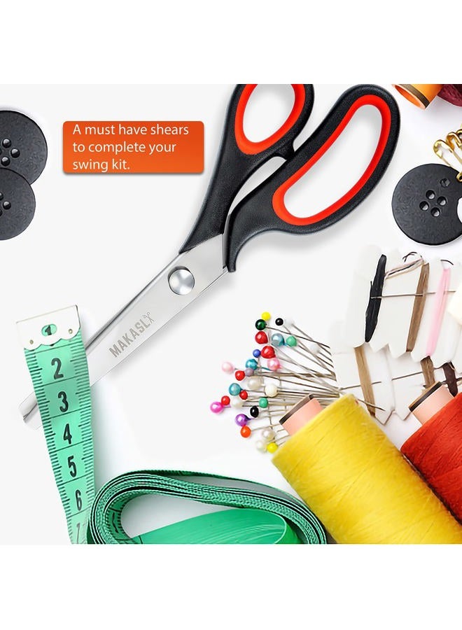 Makasla Pinking Shears Scissors for Fabric, Craft Scissors Decorative Edge, Zig Zag Scissors with Serrated Cutting Edge, Professional Sewing Pinking Shear for Fabric/Leather/Paper Craft (Red) - Image 4